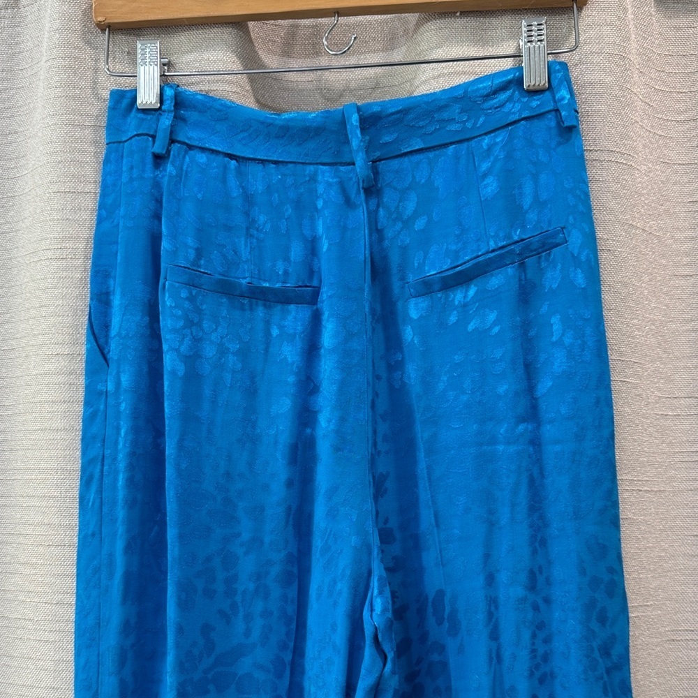 Zara Blue Patterned Satin Pants Size XS NWT - Picture 6 of 14